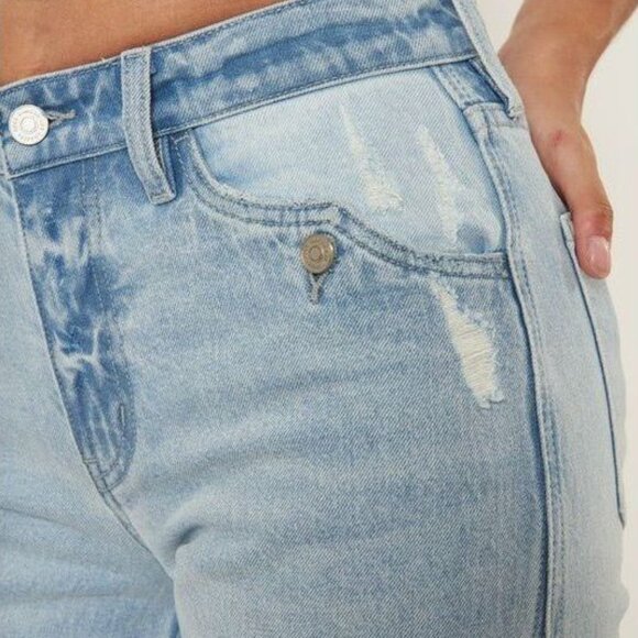 High Rise Contrast Accent Straight Leg Jean - Picture 3 of 8